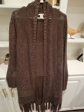 Ariat Brown Open-Front Fringe Cardigan
